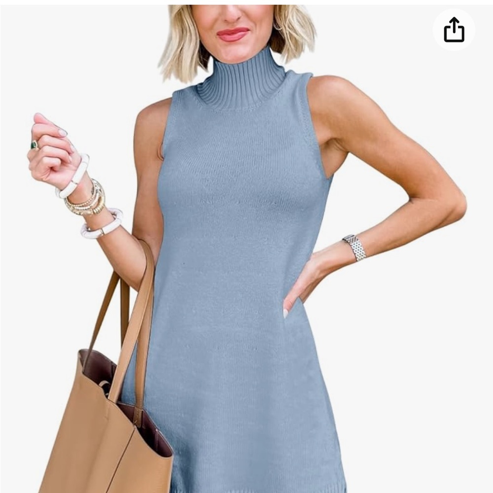 Brand New Women’s Sleeveless Mock Dress-Powdered Blue color—Size XL